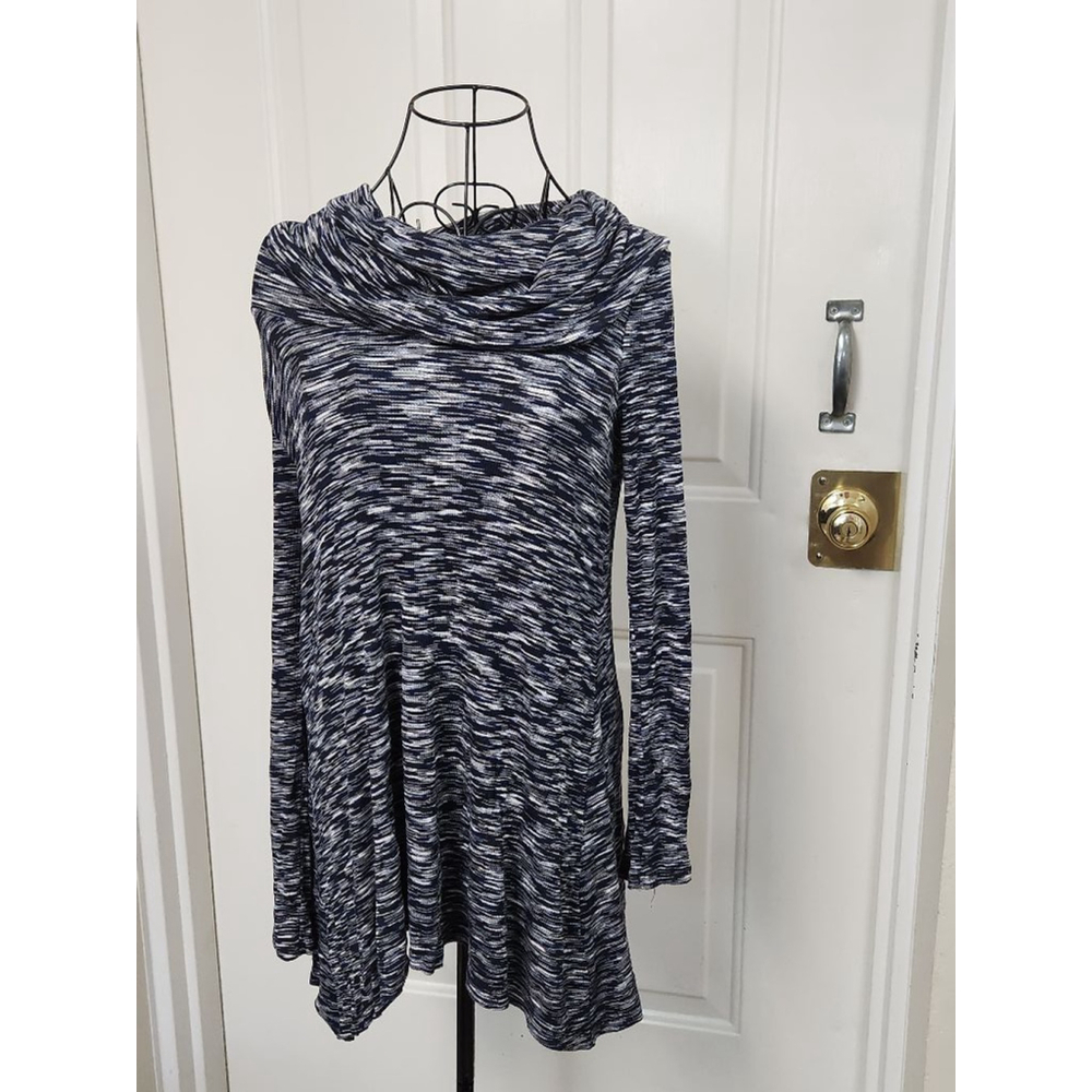 Cable & Gauge Women's Cowl Neck Sweater Small Black White Asymmetrical